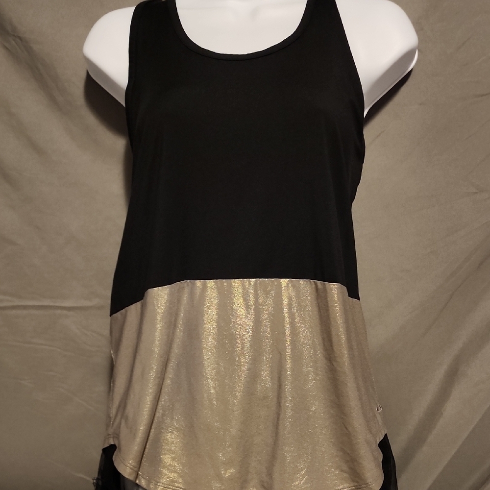 Champion Black and Gold Asymmetrical Tank Top